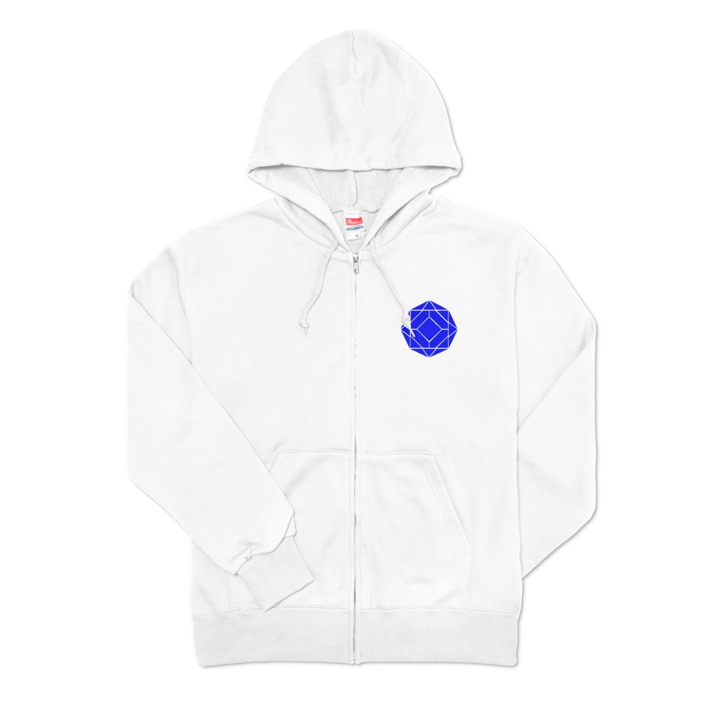 【ジップパーカー】0-ENK ロゴ (文字なし) 左胸 (ホワイト)