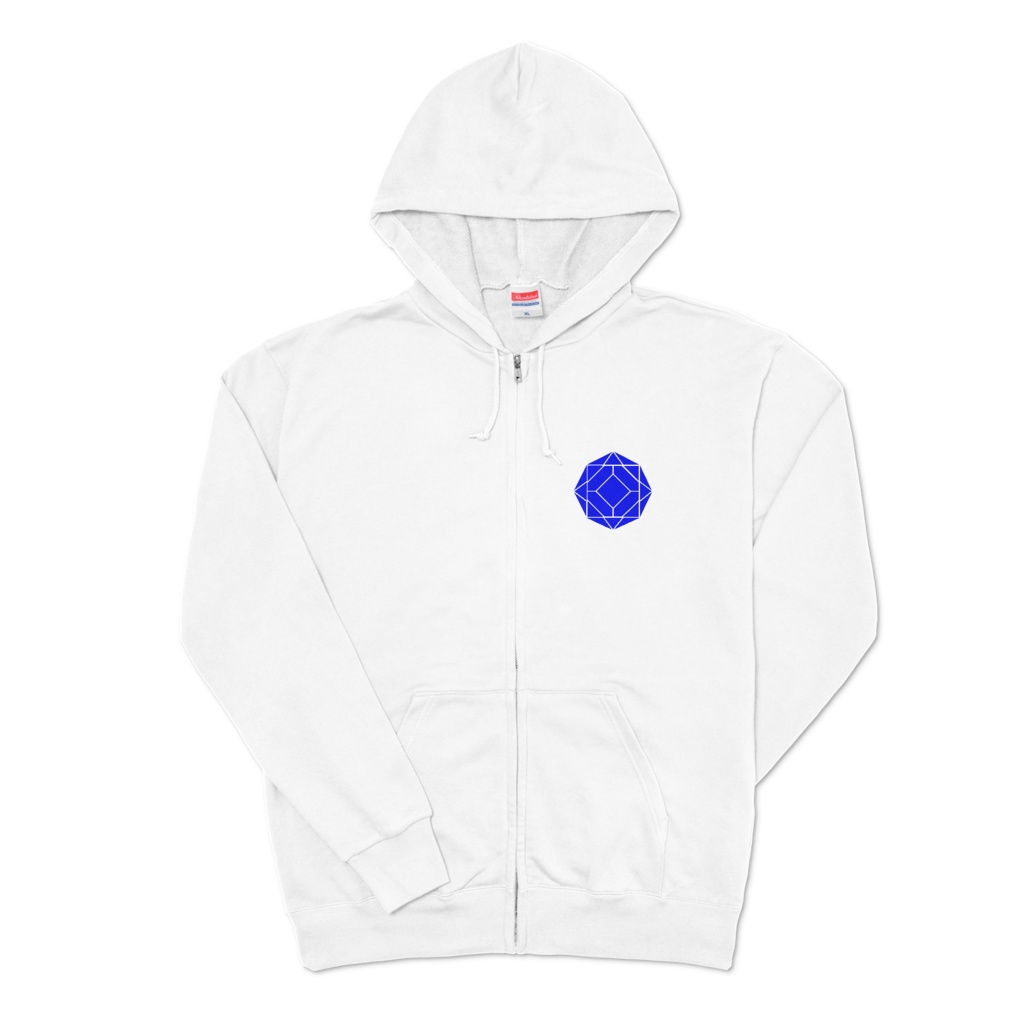 【ジップパーカー】0-ENK ロゴ (文字なし) 両面 (ホワイト)