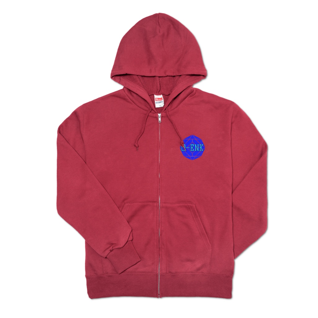 【ジップパーカー】0-ENK ロゴ 両面 (バーガンディ)