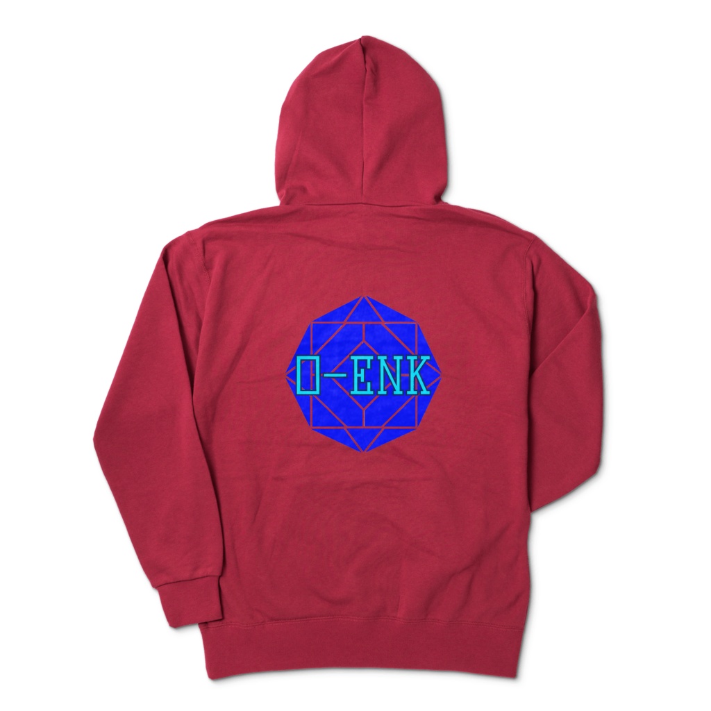 【ジップパーカー】0-ENK ロゴ 両面 (バーガンディ)