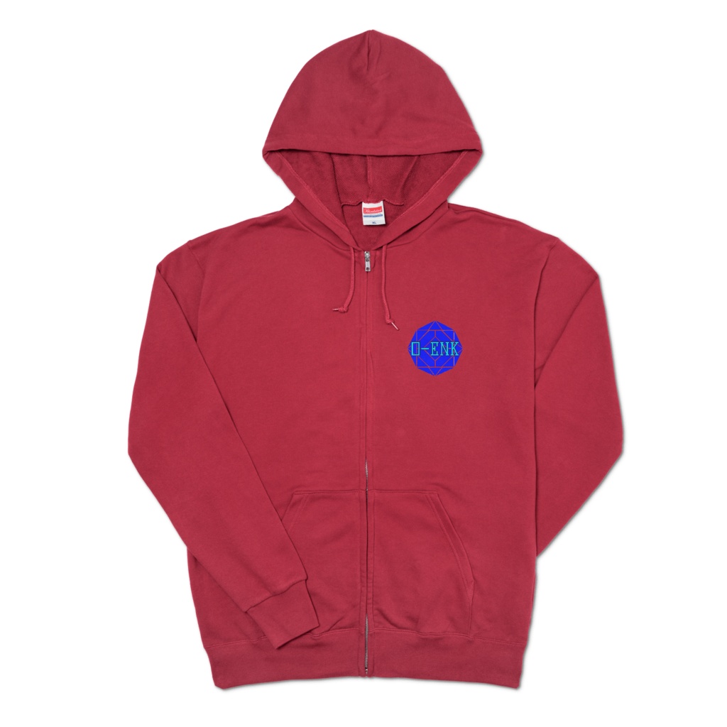 【ジップパーカー】0-ENK ロゴ 両面 (バーガンディ)