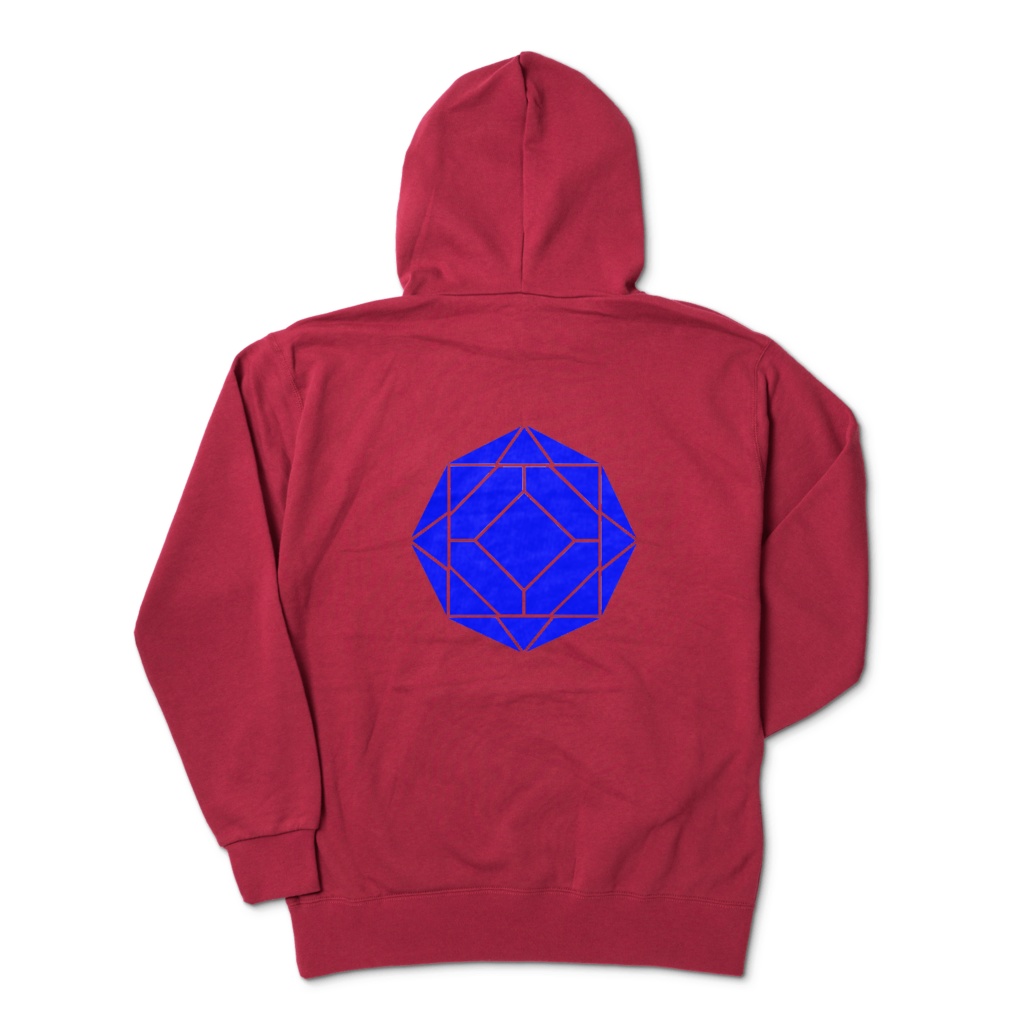 【ジップパーカー】0-ENK ロゴ (文字なし) 背面 (バーガンディ)