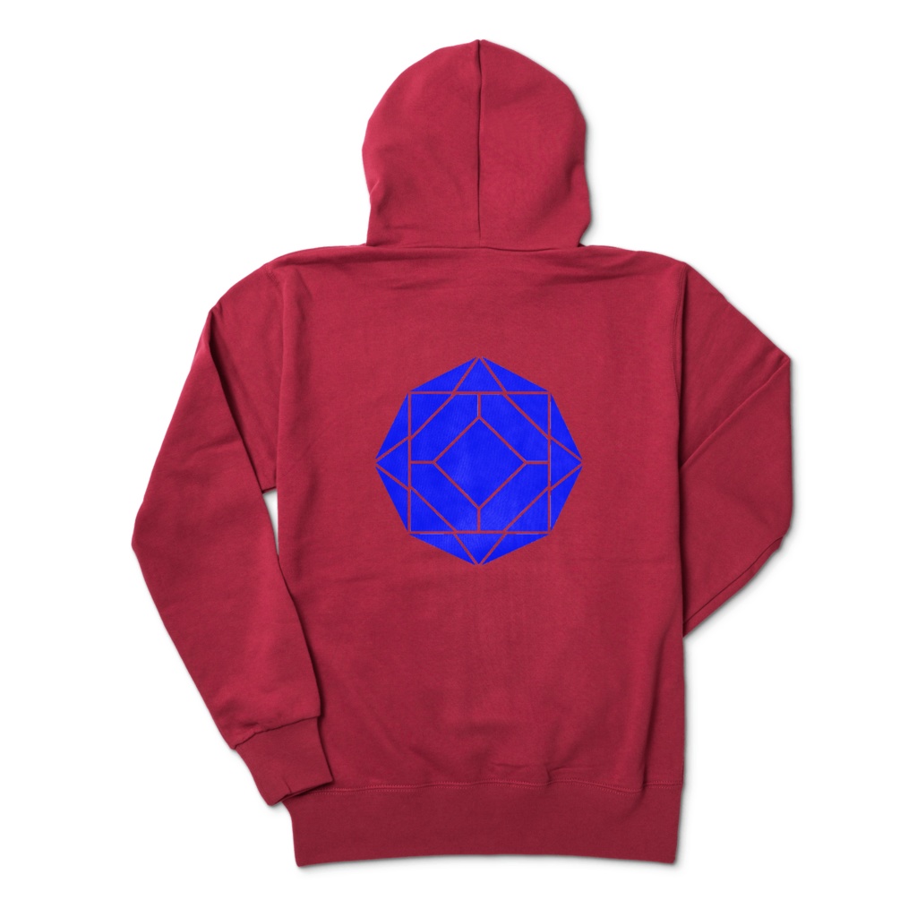 【ジップパーカー】0-ENK ロゴ (文字なし) 背面 (バーガンディ)