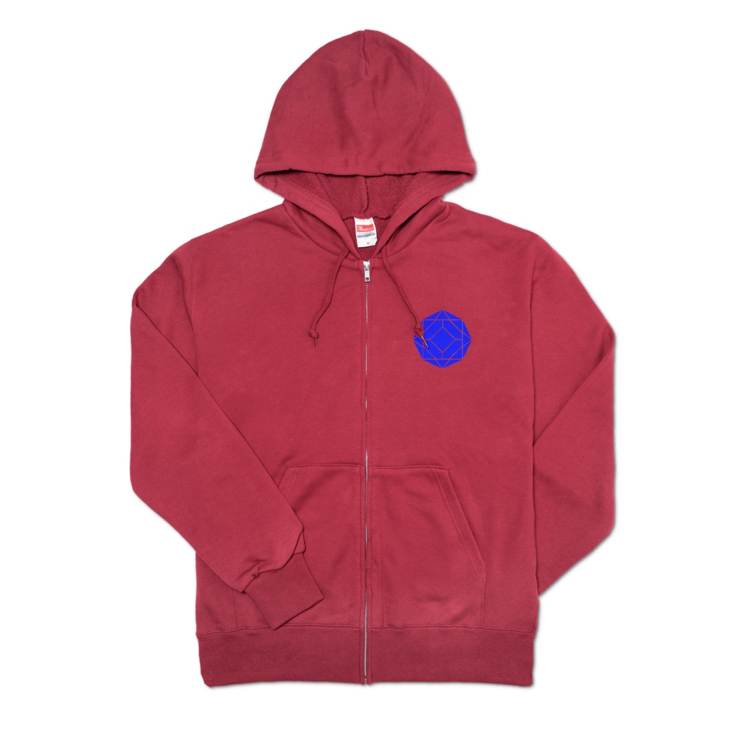 【ジップパーカー】0-ENK ロゴ (文字なし) 両面 (バーガンディ)