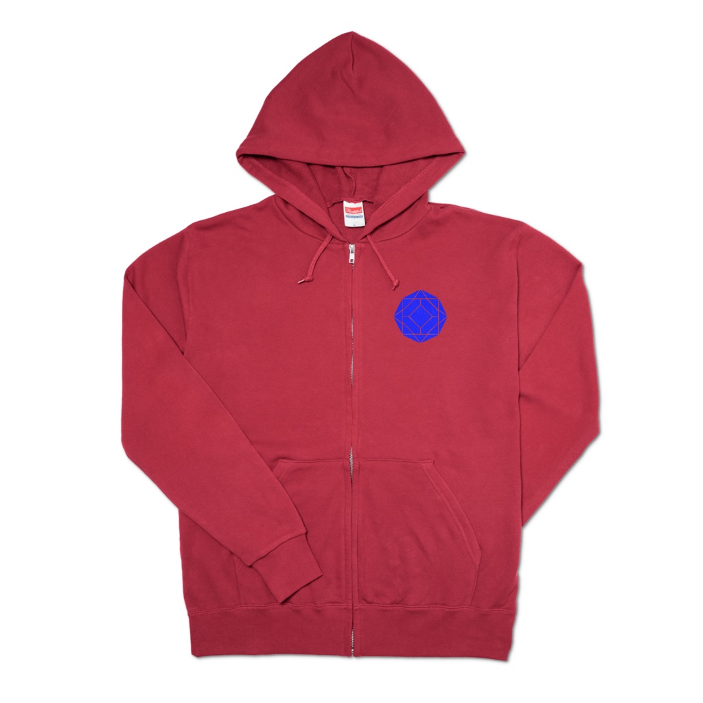 【ジップパーカー】0-ENK ロゴ (文字なし) 両面 (バーガンディ)