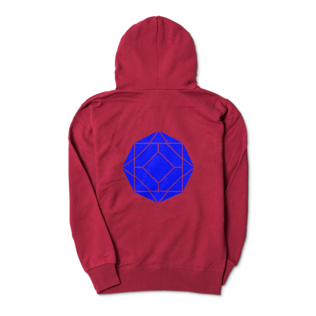 【ジップパーカー】0-ENK ロゴ (文字なし) 両面 (バーガンディ)