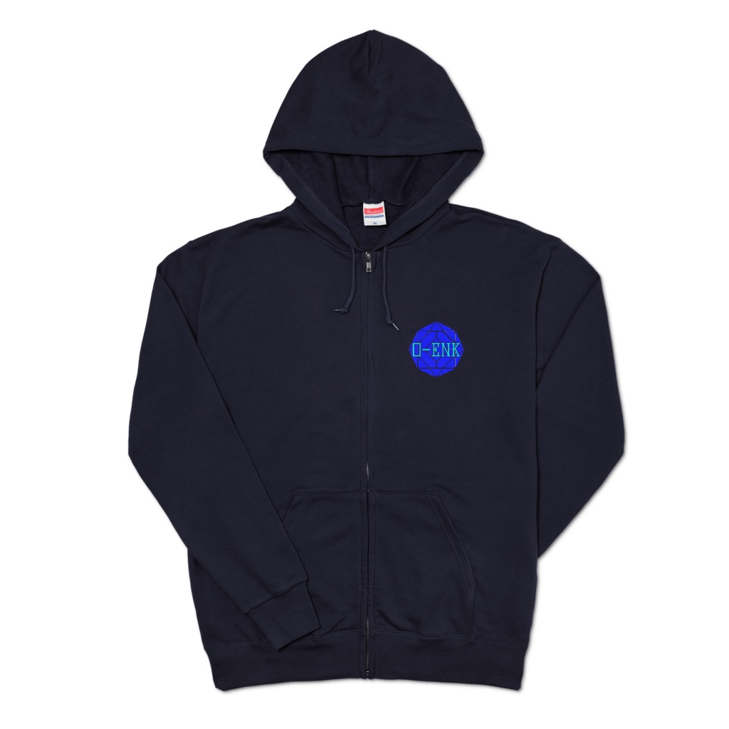 【ジップパーカー】0-ENK ロゴ 両面 (ネイビー)