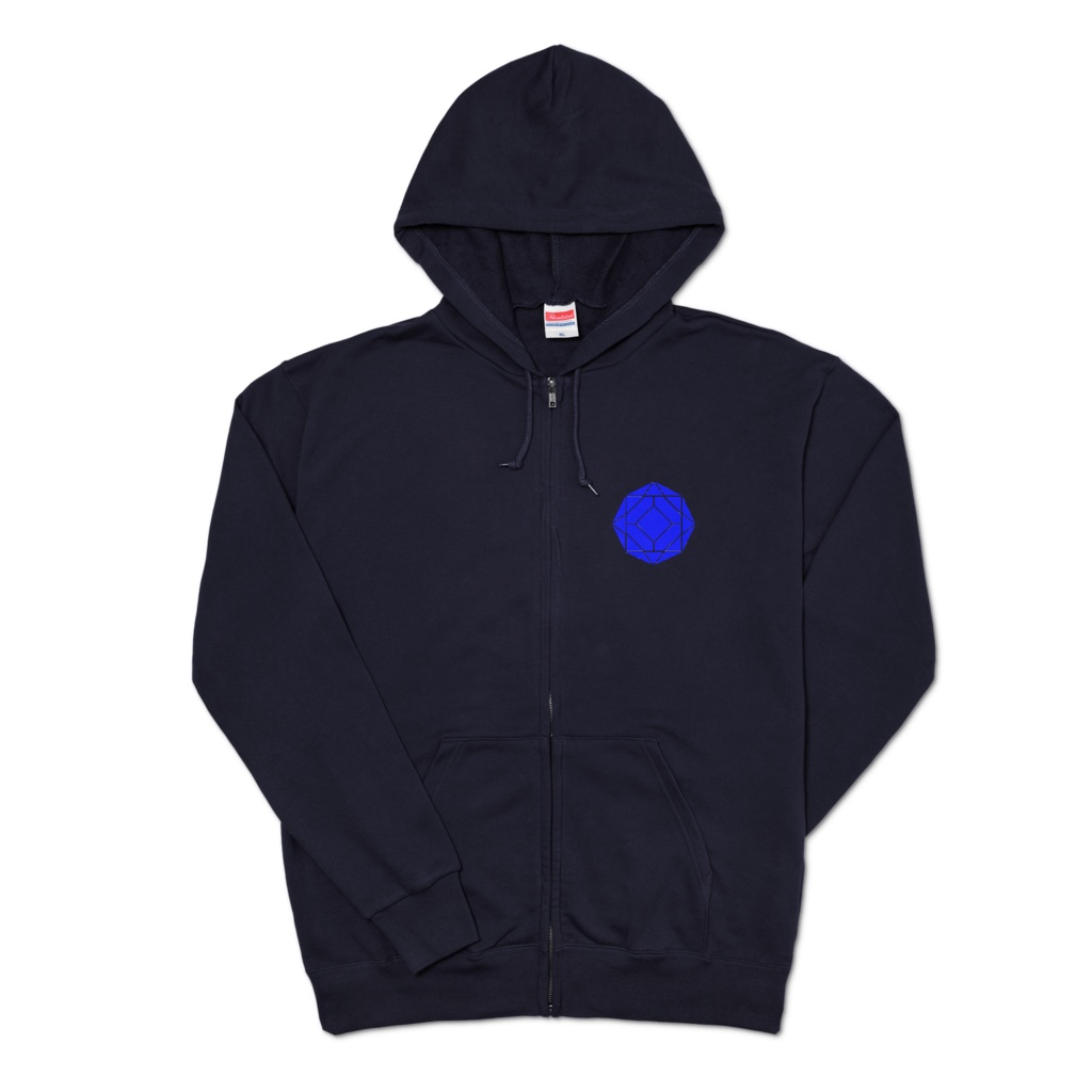 【ジップパーカー】0-ENK ロゴ (文字なし) 両面 (ネイビー)