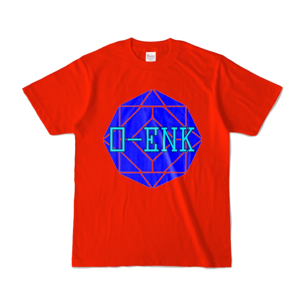 【カラーTシャツ】0-ENK ロゴ 正面 レッド （濃色）