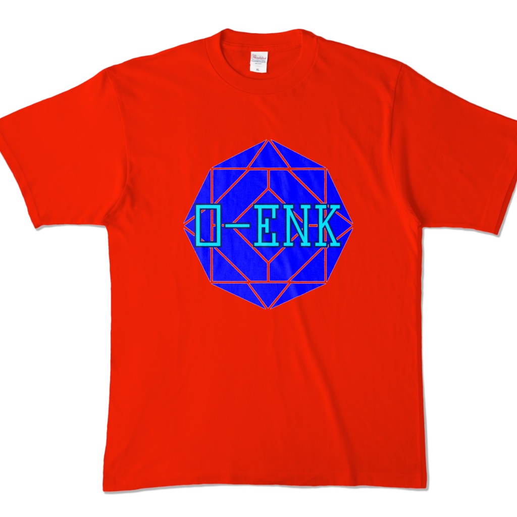 【カラーTシャツ】0-ENK ロゴ 正面 レッド (濃色)