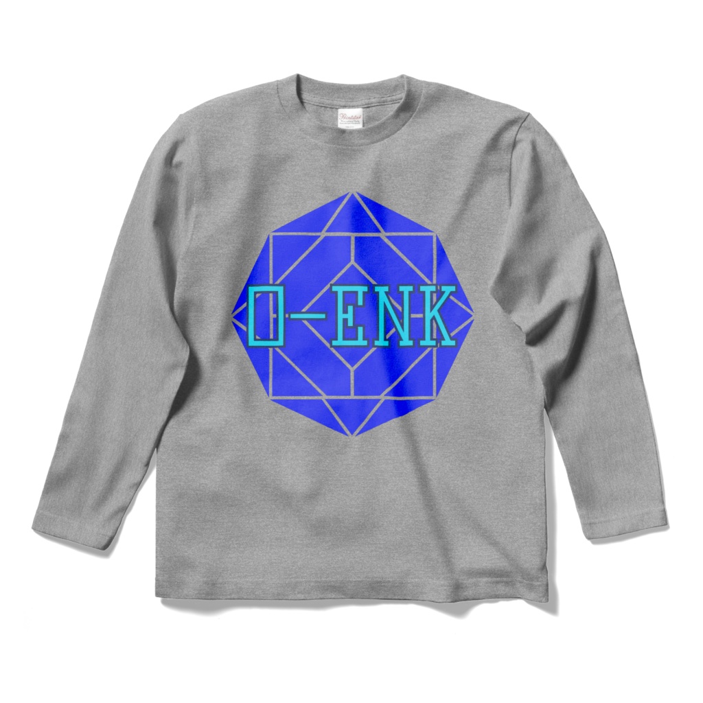 【ロングスリーブTシャツ】0-ENK ロゴ 正面 (杢グレー)
