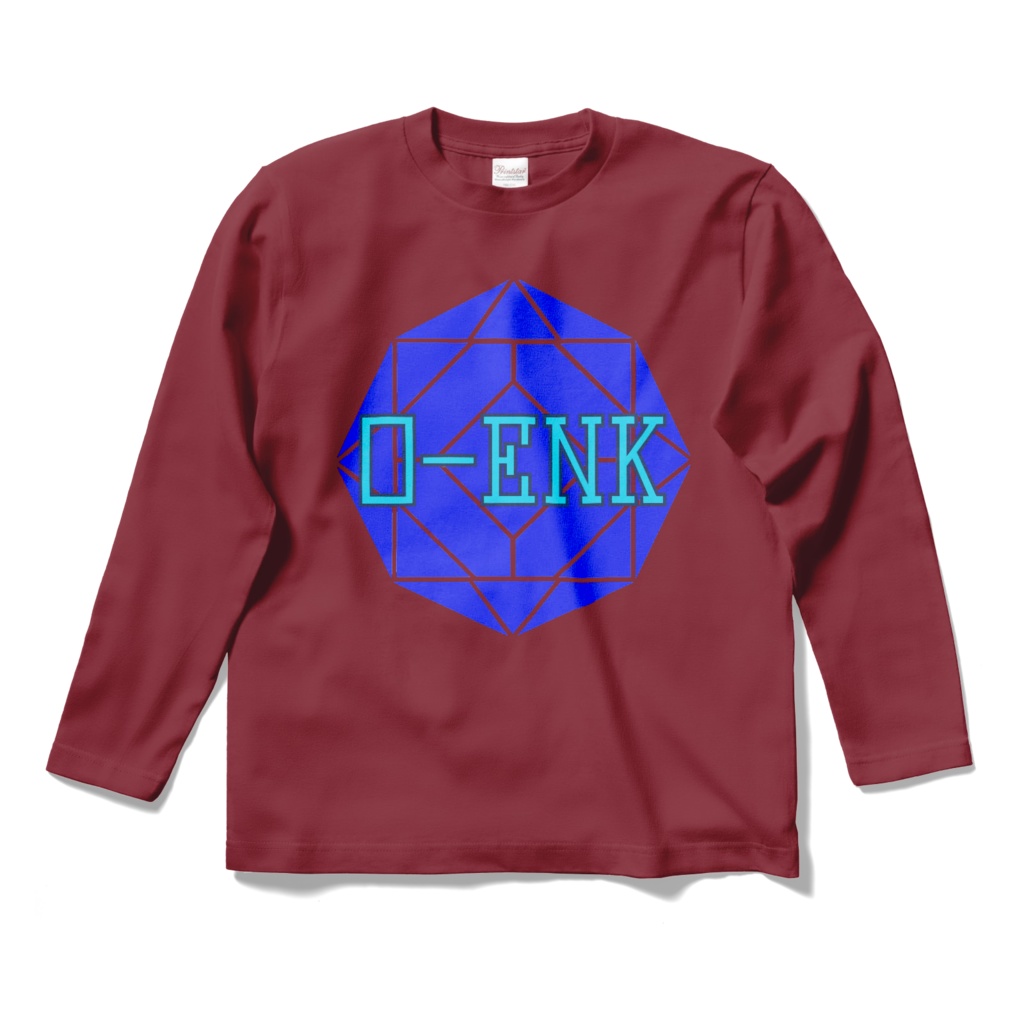 【ロングスリーブTシャツ】0-ENK ロゴ 正面 (バーガンディ)