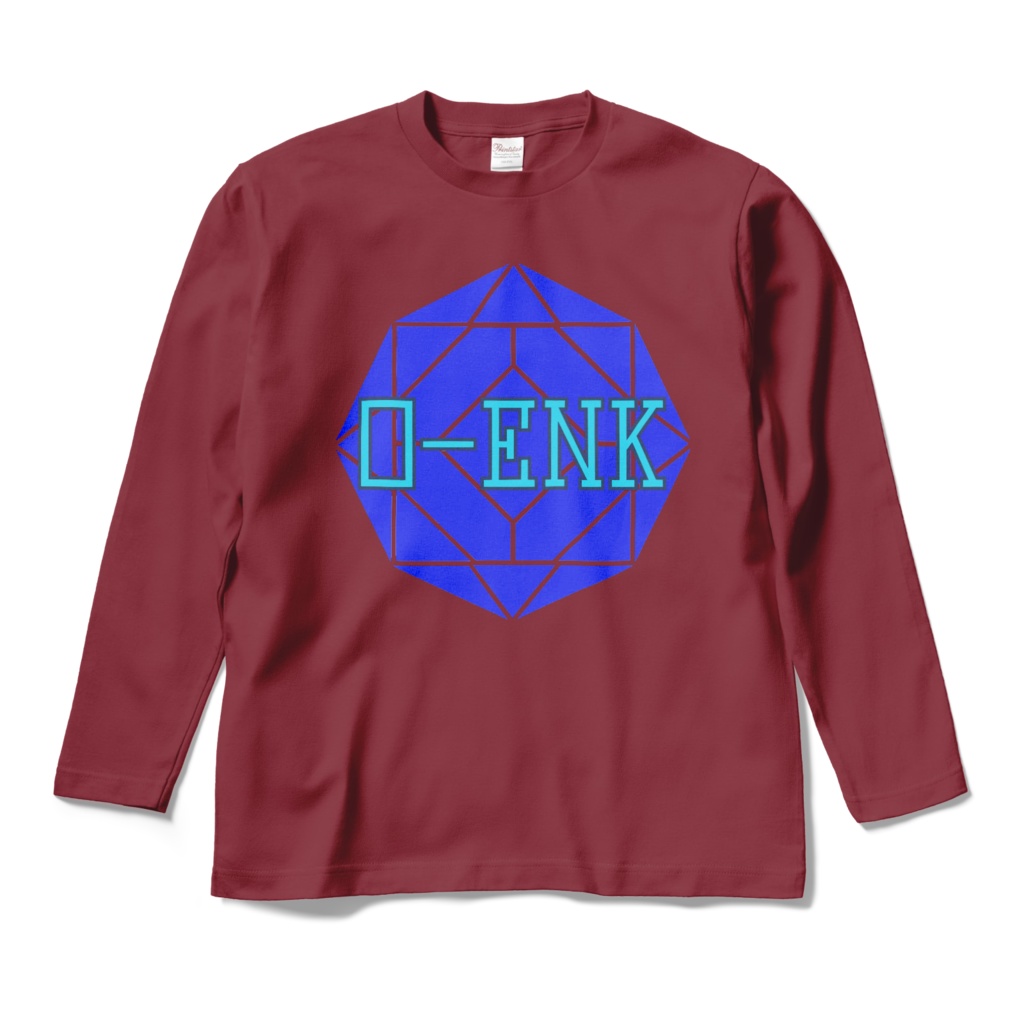 【ロングスリーブTシャツ】0-ENK ロゴ 正面 (バーガンディ)