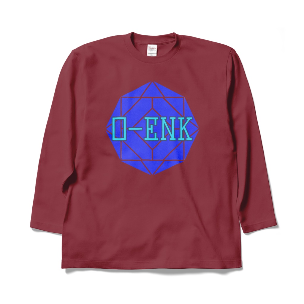 【ロングスリーブTシャツ】0-ENK ロゴ 正面 (バーガンディ)