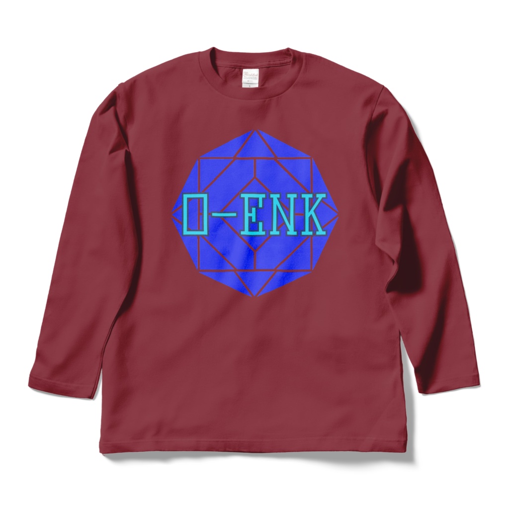 【ロングスリーブTシャツ】0-ENK ロゴ 正面 (バーガンディ)