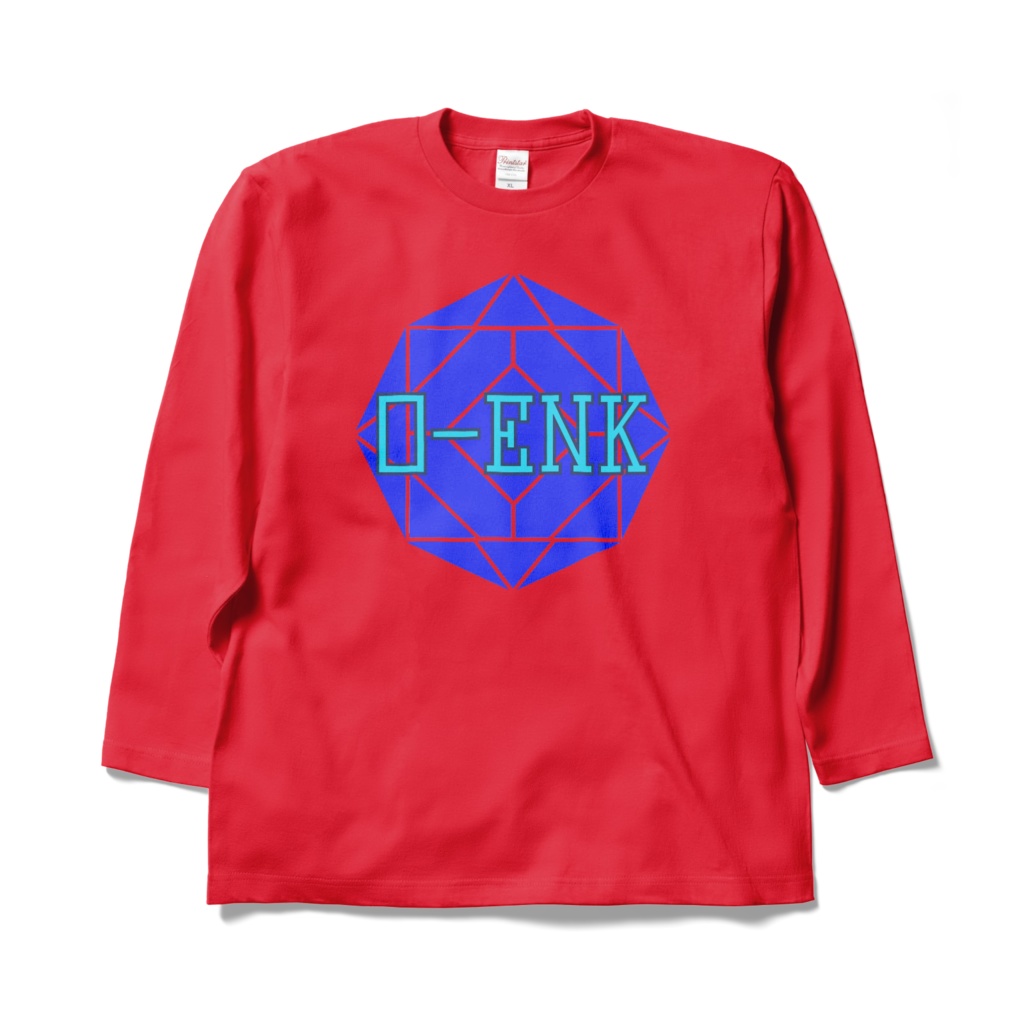 【ロングスリーブTシャツ】0-ENK ロゴ 正面 (レッド)