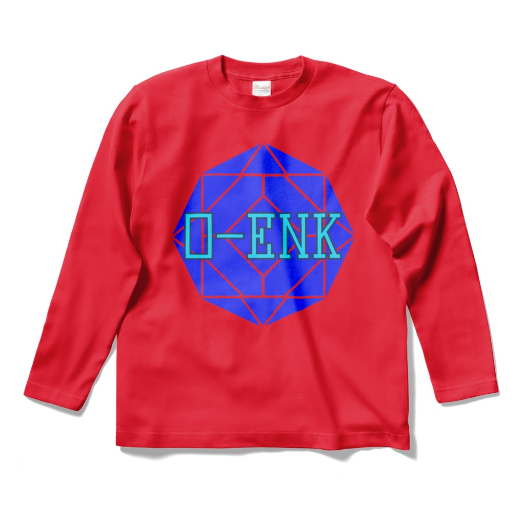 【ロングスリーブTシャツ】0-ENK ロゴ 正面 （レッド）