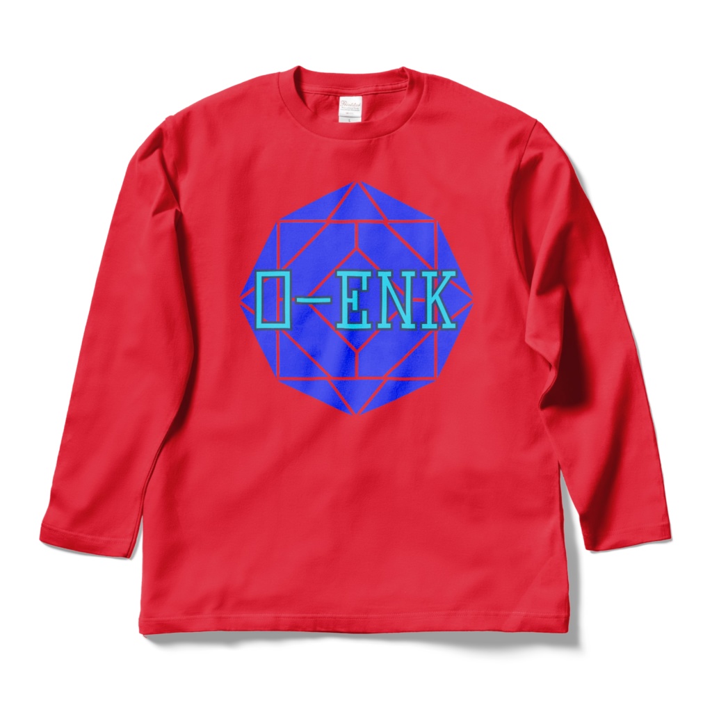 【ロングスリーブTシャツ】0-ENK ロゴ 正面 (レッド)