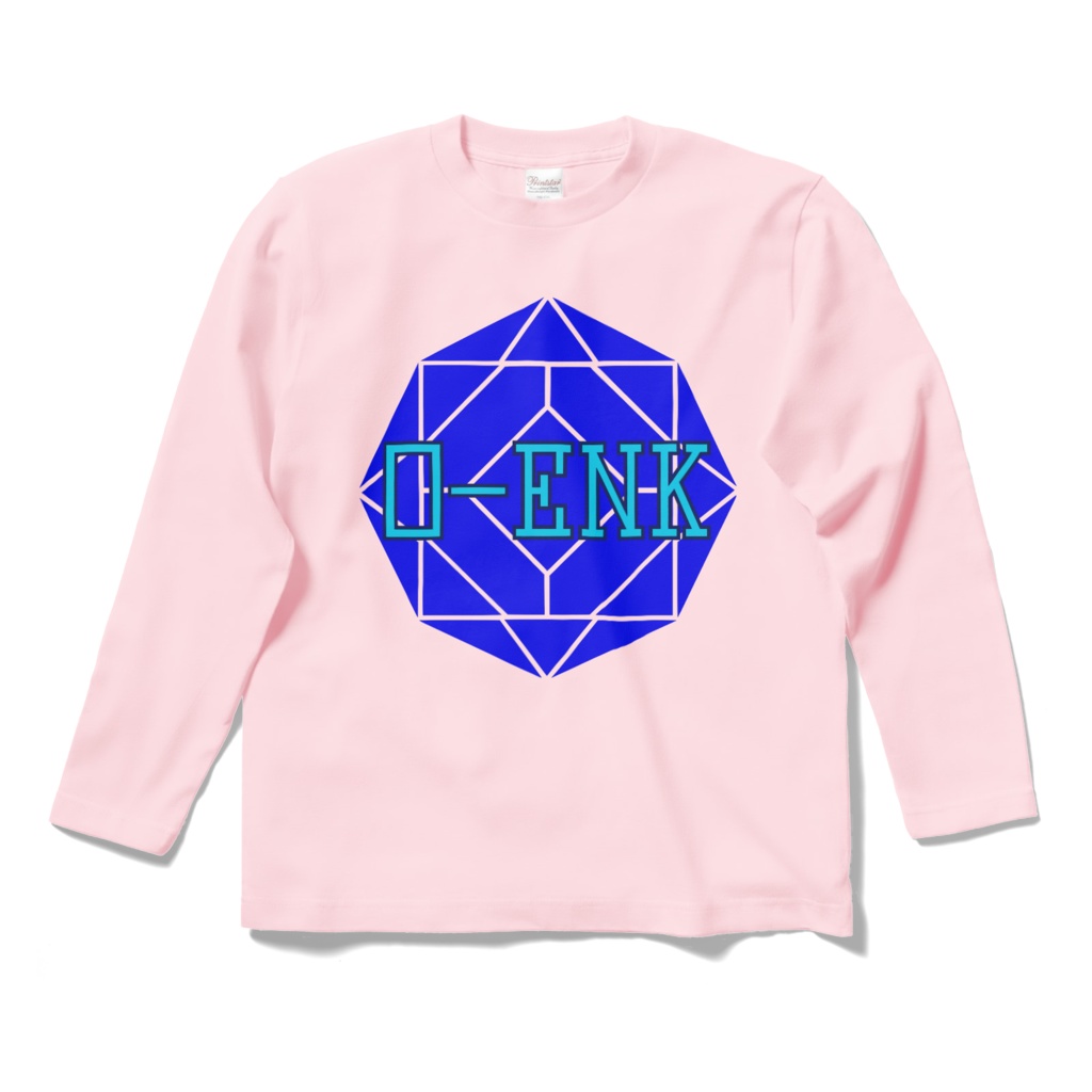 【ロングスリーブTシャツ】0-ENK ロゴ 正面 (ライトピンク)