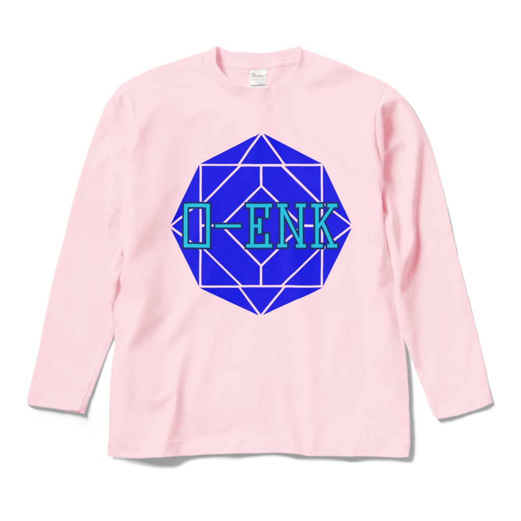 【ロングスリーブTシャツ】0-ENK ロゴ 正面 (ライトピンク)