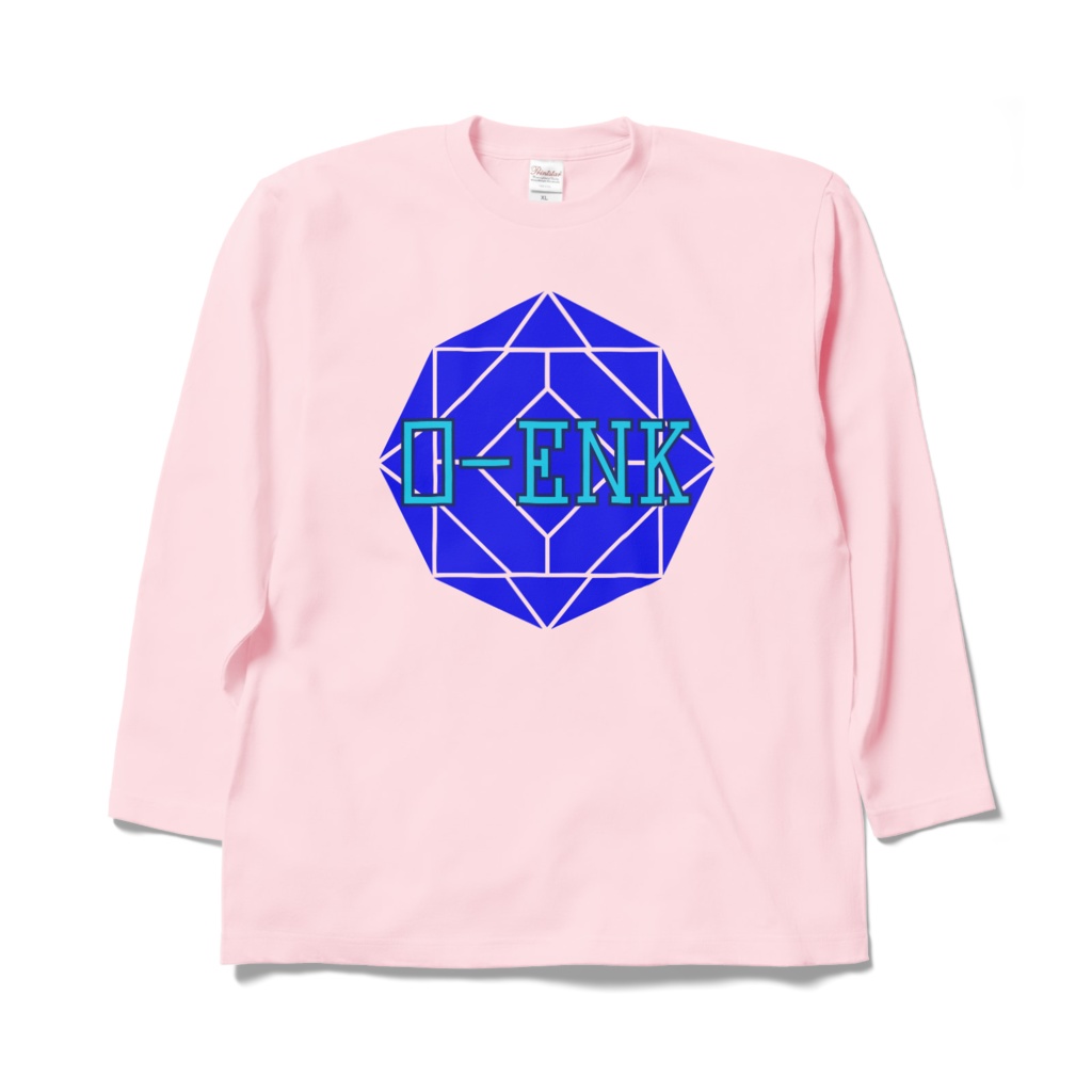 【ロングスリーブTシャツ】0-ENK ロゴ 正面 (ライトピンク)
