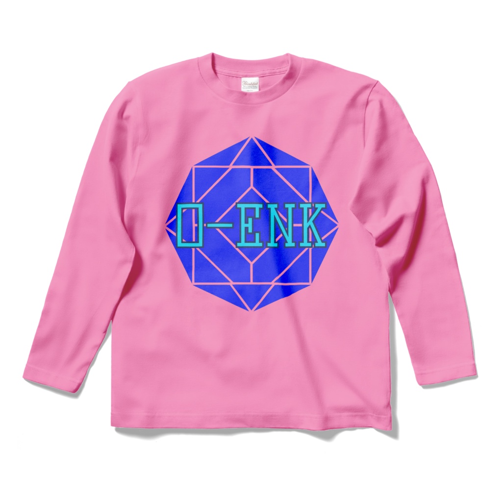 【ロングスリーブTシャツ】0-ENK ロゴ 正面 (ピンク)