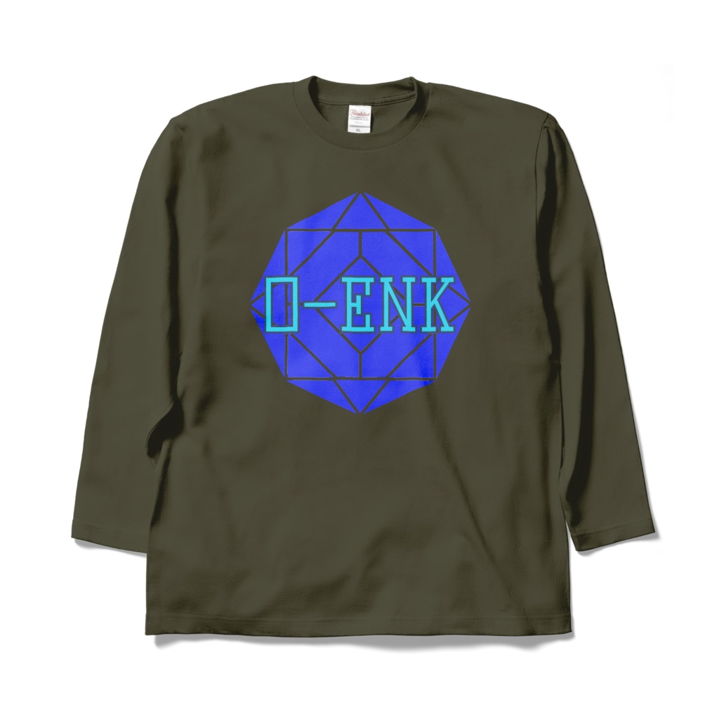 【ロングスリーブTシャツ】0-ENK ロゴ 正面 (アーミーグリーン)