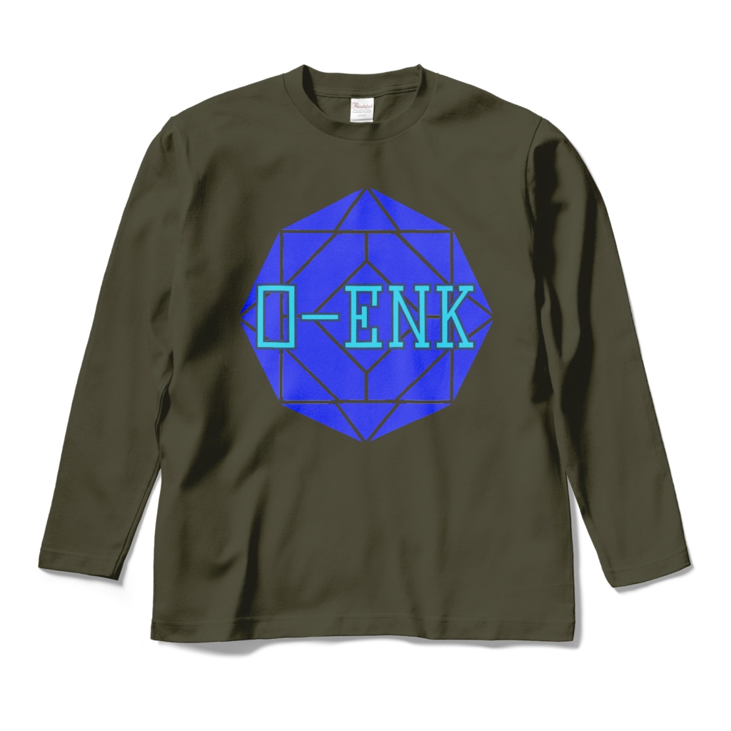 【ロングスリーブTシャツ】0-ENK ロゴ 正面 (アーミーグリーン)