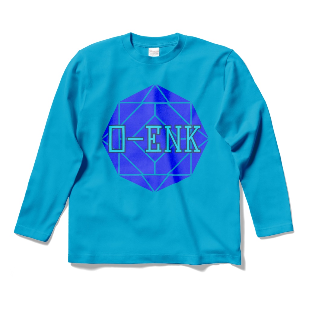 【ロングスリーブTシャツ】0-ENK ロゴ 正面 （ターコイズ）