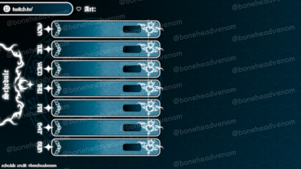 【VTuber素材】⬩ SIMPLIFIED Cybergoth Succubus Streaming Schedule|Canva Template | 5 Colors 【VTuber配信予定】