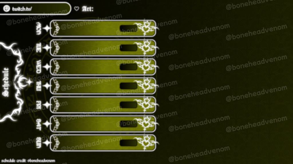 【VTuber素材】⬩ SIMPLIFIED Cybergoth Succubus Streaming Schedule|Canva Template | 5 Colors 【VTuber配信予定】