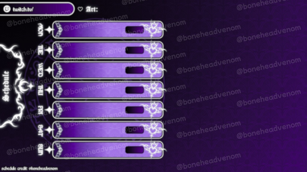 【VTuber素材】⬩ SIMPLIFIED Cybergoth Succubus Streaming Schedule|Canva Template | 5 Colors 【VTuber配信予定】