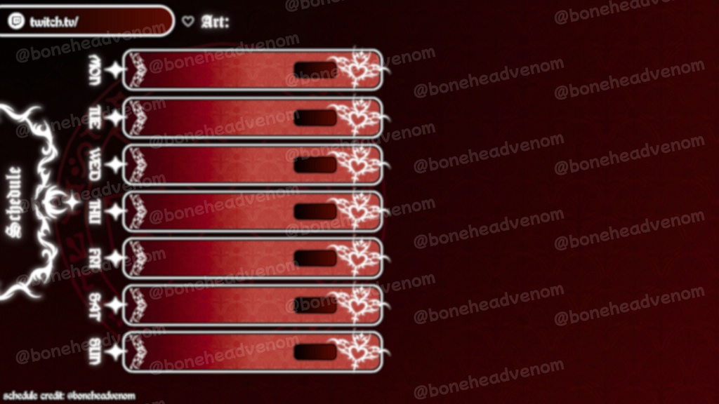 【VTuber素材】⬩ SIMPLIFIED Cybergoth Succubus Streaming Schedule|Canva Template | 5 Colors 【VTuber配信予定】