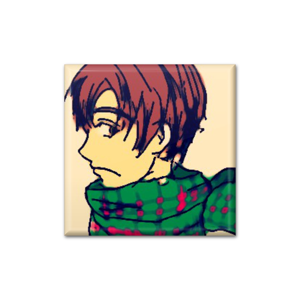 緑マフラー男子缶バッチ