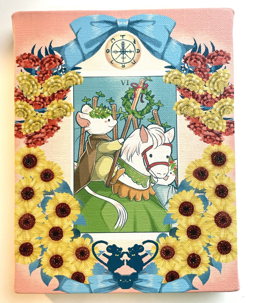 むぎのタロット額装　キャンバスアート　ワンドの6