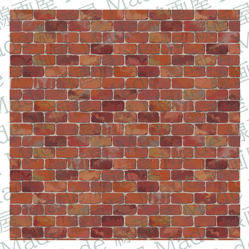 手描き風 レンガ 煉瓦 背景 画像素材 (※PNG画像)