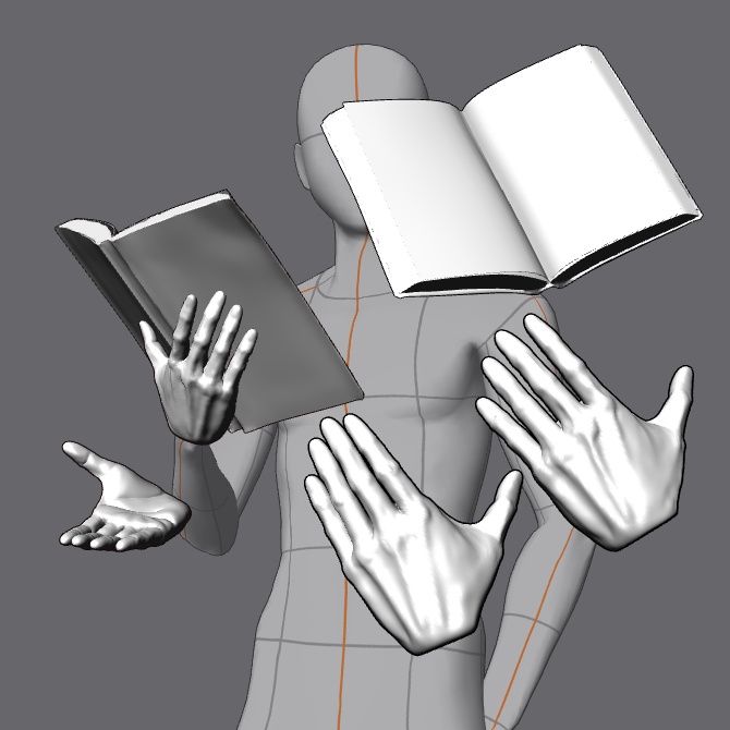 ぷにっとゴリッとリアルな肉感の手 A4くらいのくたびれた本を持つ手