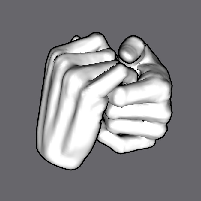 ぷにっとゴリッとリアルな肉感の手 顎にあてる手