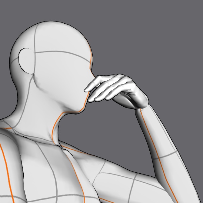 ぷにっとゴリッとリアルな肉感の手 顎を支える手