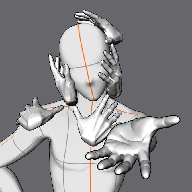 ぷにっとゴリッとリアルな肉感の手 大きく開いた手