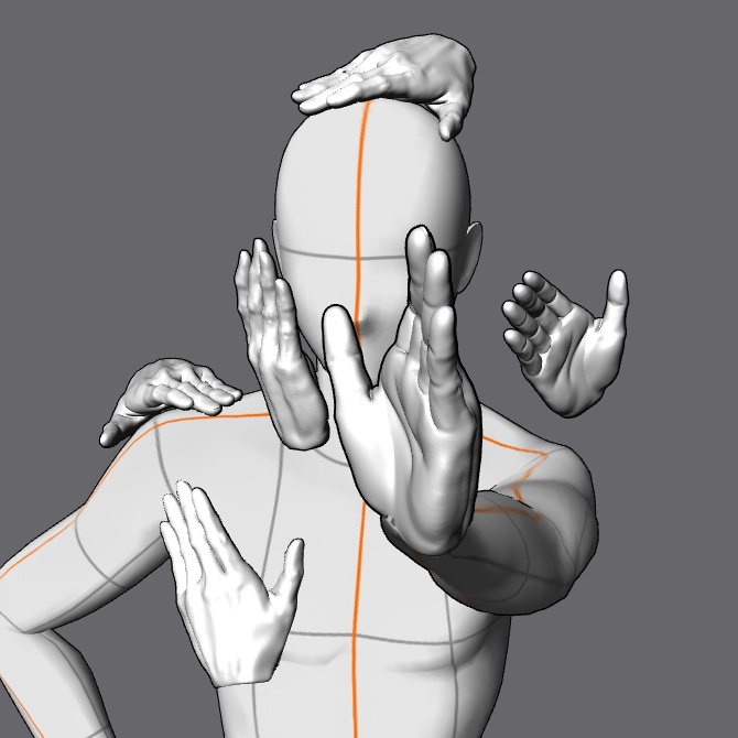 ぷにっとゴリッとリアルな肉感の手 腰に置く手