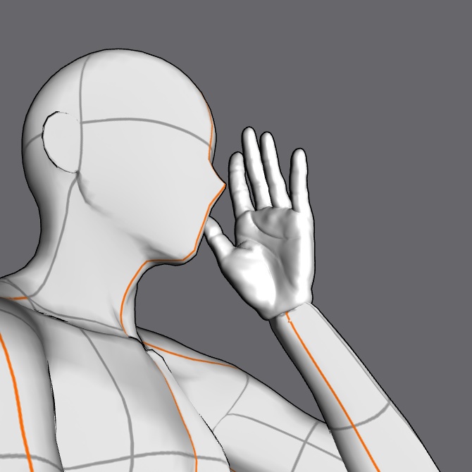 ぷにっとゴリッとリアルな肉感の手 腰に手の甲を当てる