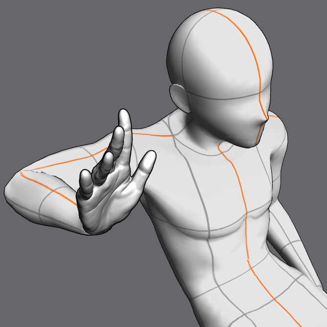 ぷにっとゴリッとリアルな肉感の手 腰に手の甲を当てる