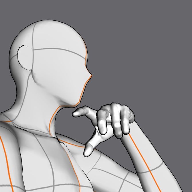 ぷにっとゴリッとリアルな肉感の手 腰に当てる二本指