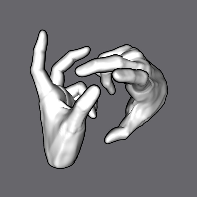 ぷにっとゴリッとリアルな肉感の手 腰に当てる二本指