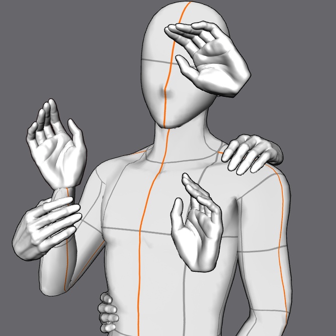ぷにっとゴリッとリアルな肉感の手 軽く伸ばして脱力した手