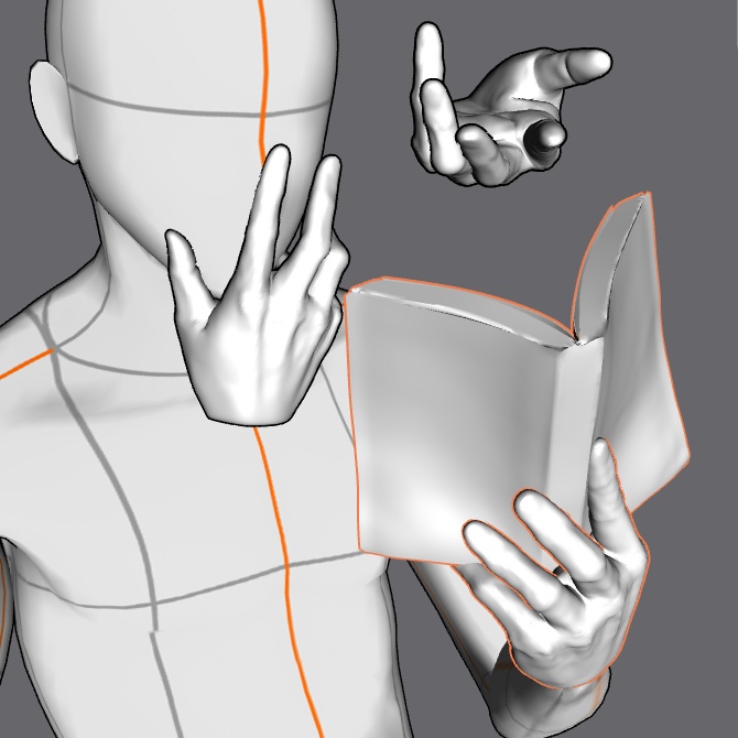 ぷにっとゴリッとリアルな肉感の手 文庫本を持つ手B