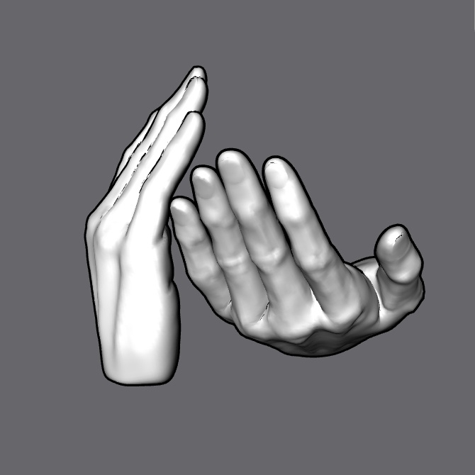 ぷにっとゴリッとリアルな肉感の手 背中を支える手