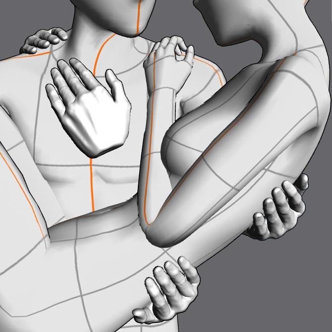 ぷにっとゴリッとリアルな肉感の手 背中を支える手