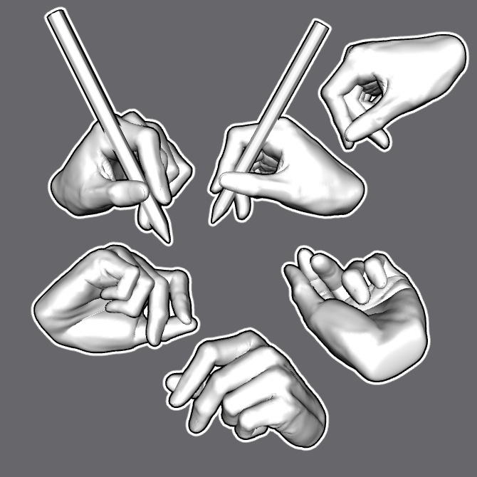 ぷにっとゴリッとリアルな肉感の手 鉛筆を持つ手